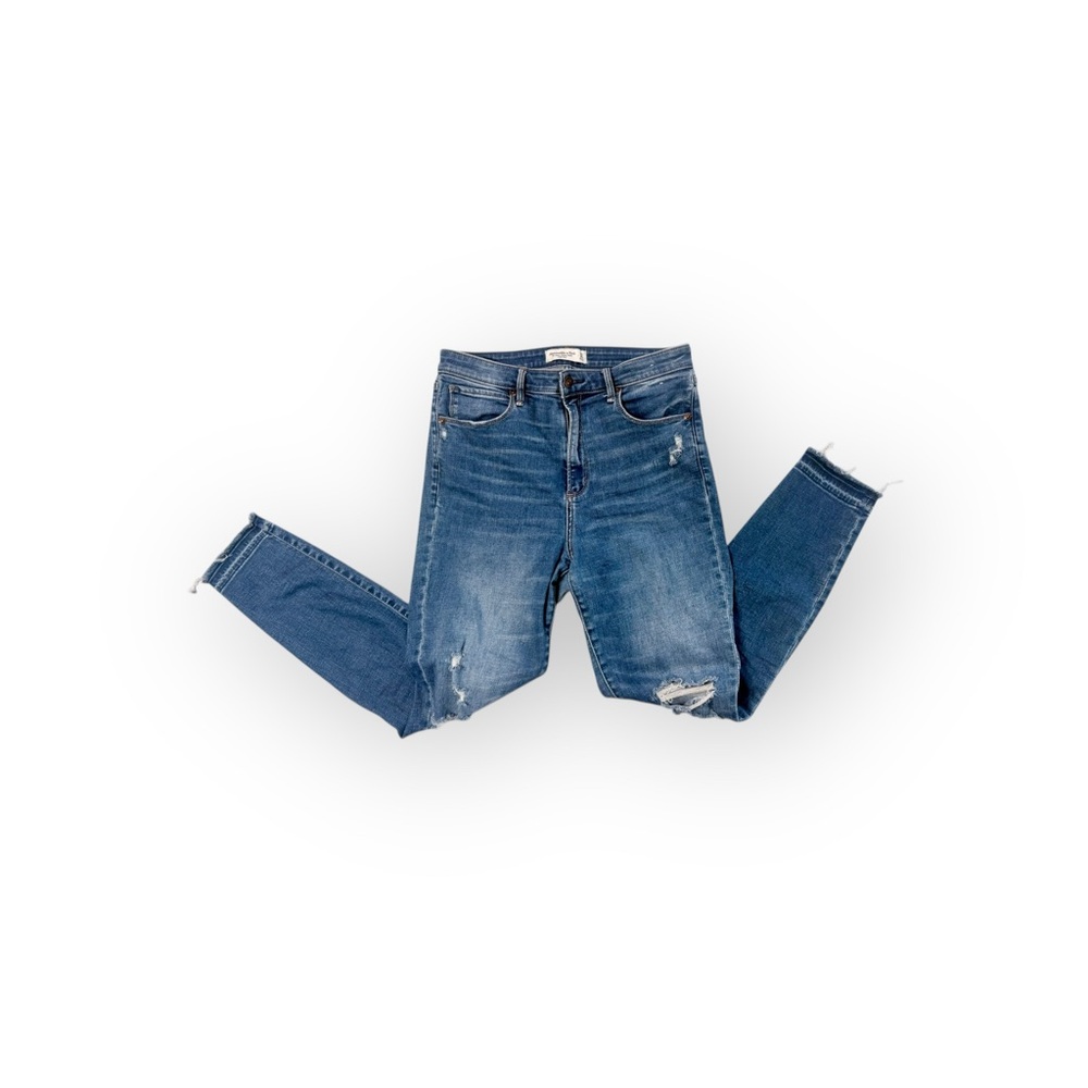 Abercrombie & Fitch High Rise Super Skinny Ankle Distressed Jeans 10/30 - Picture 2 of 6